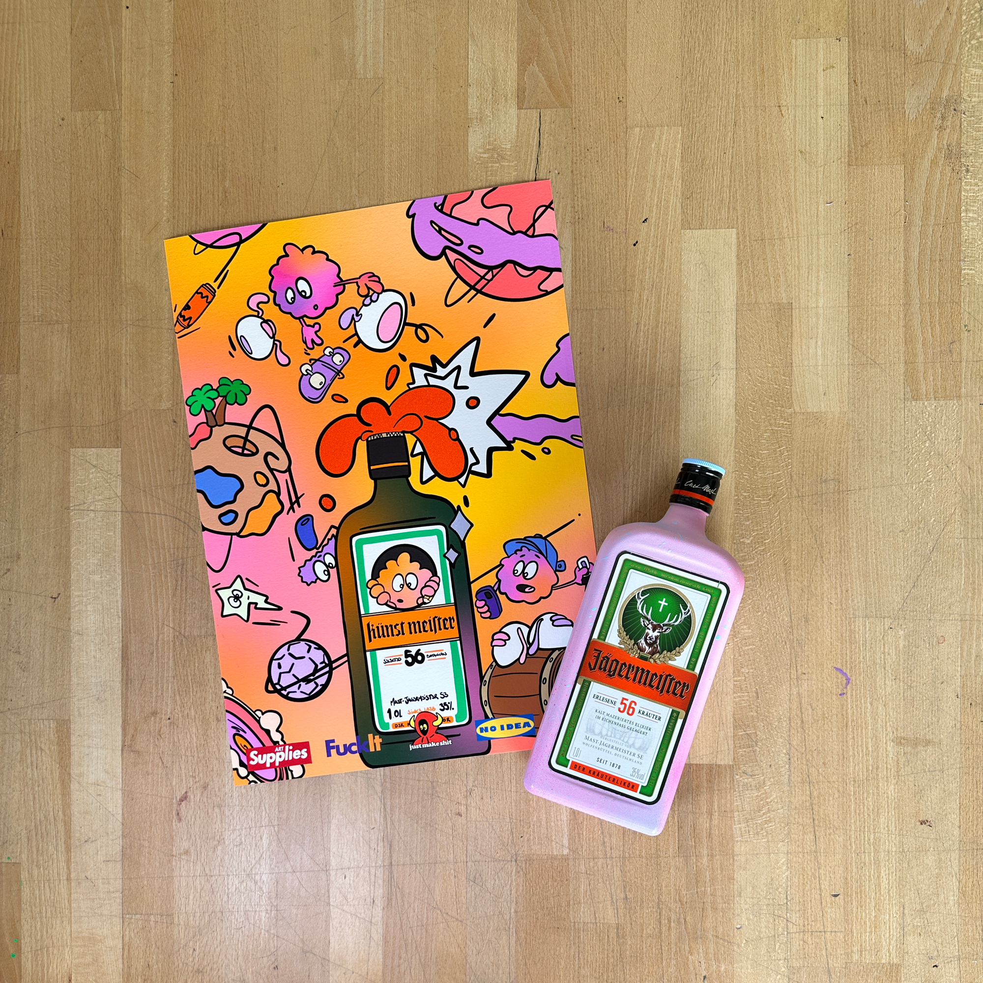 8enjamin x Jagermeister Bottle and A3 Screen Print