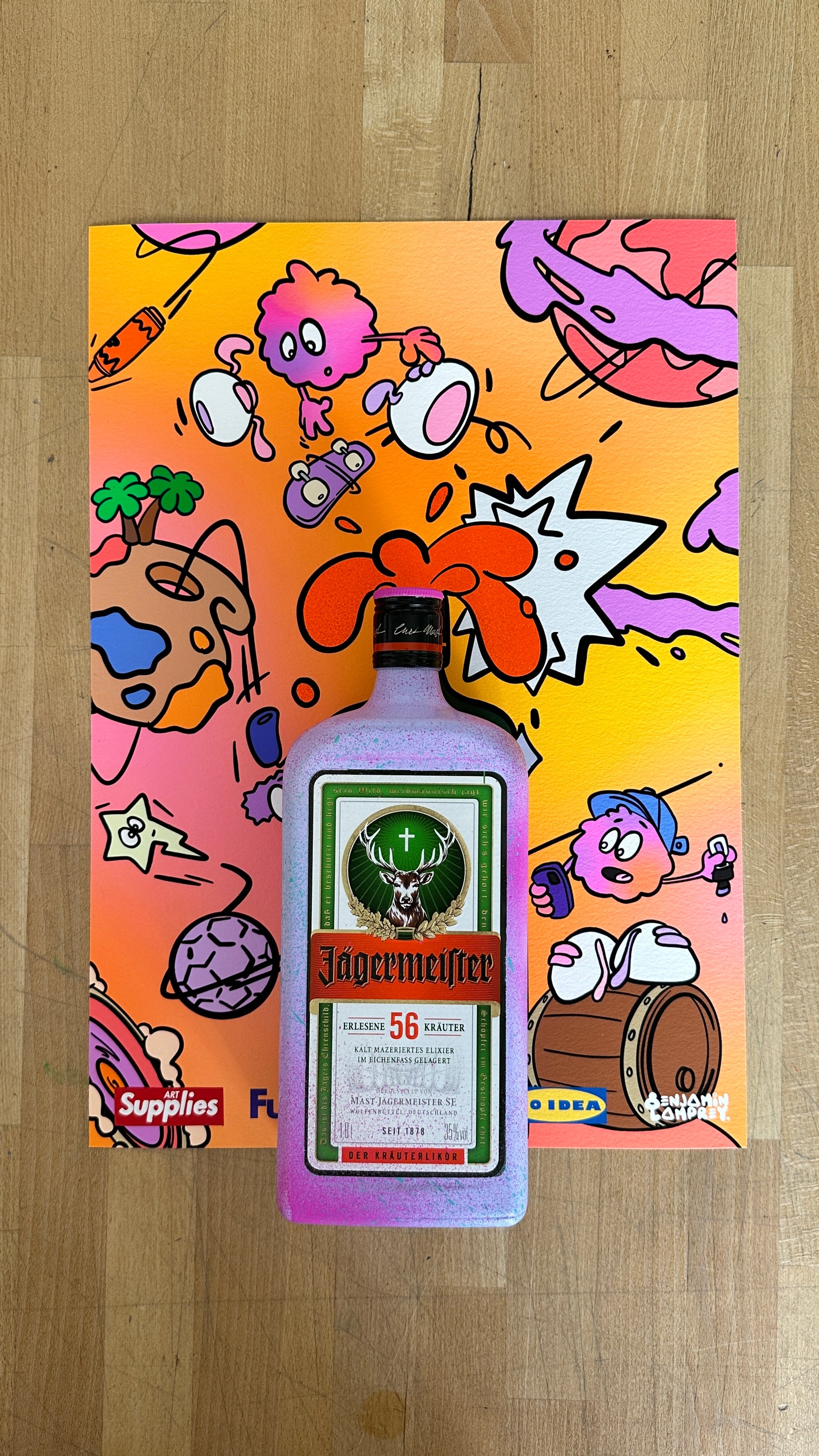 8enjamin x Jagermeister Bottle and A3 Screen Print