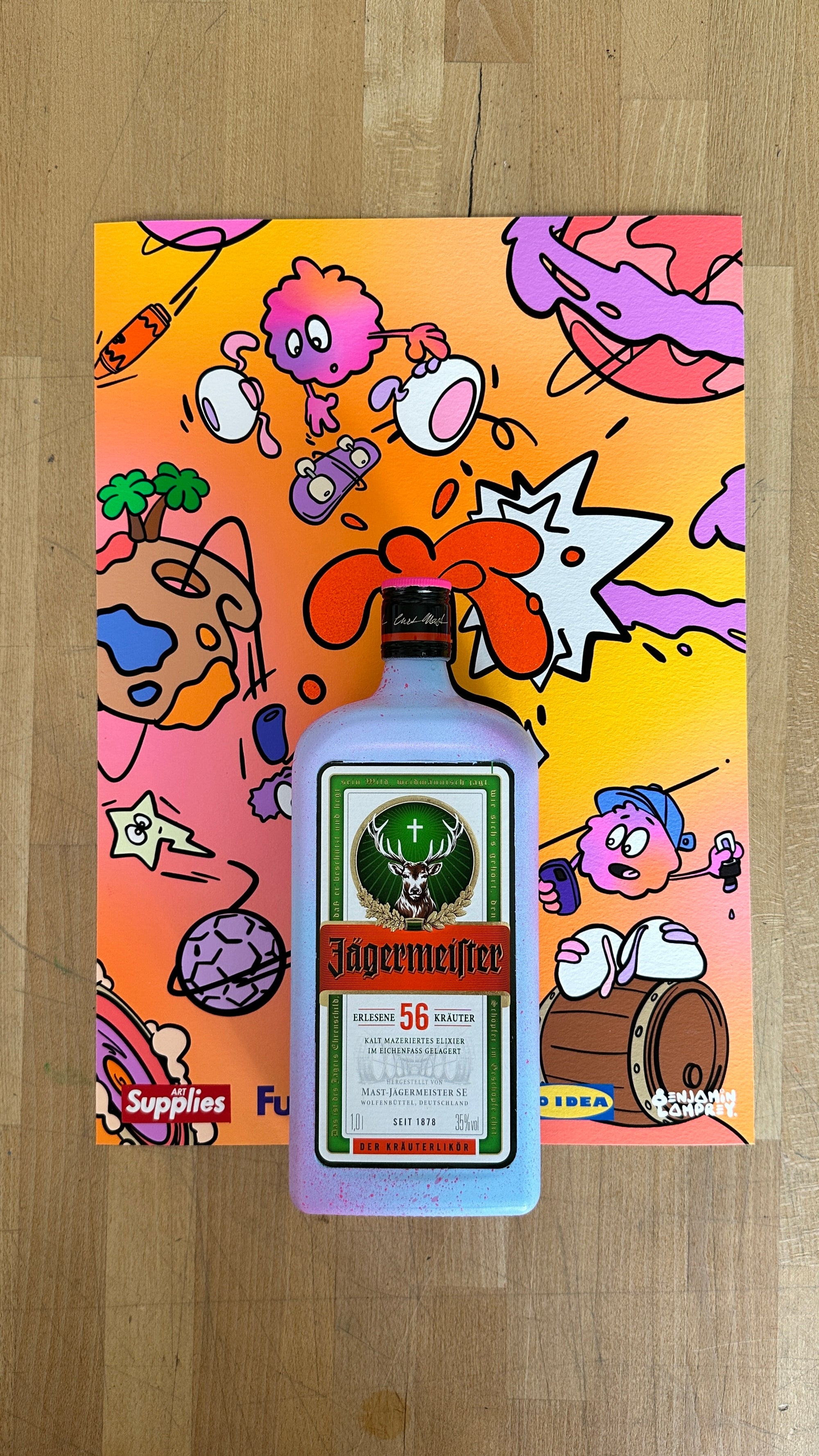 8enjamin x Jagermeister Bottle and A3 Screen Print