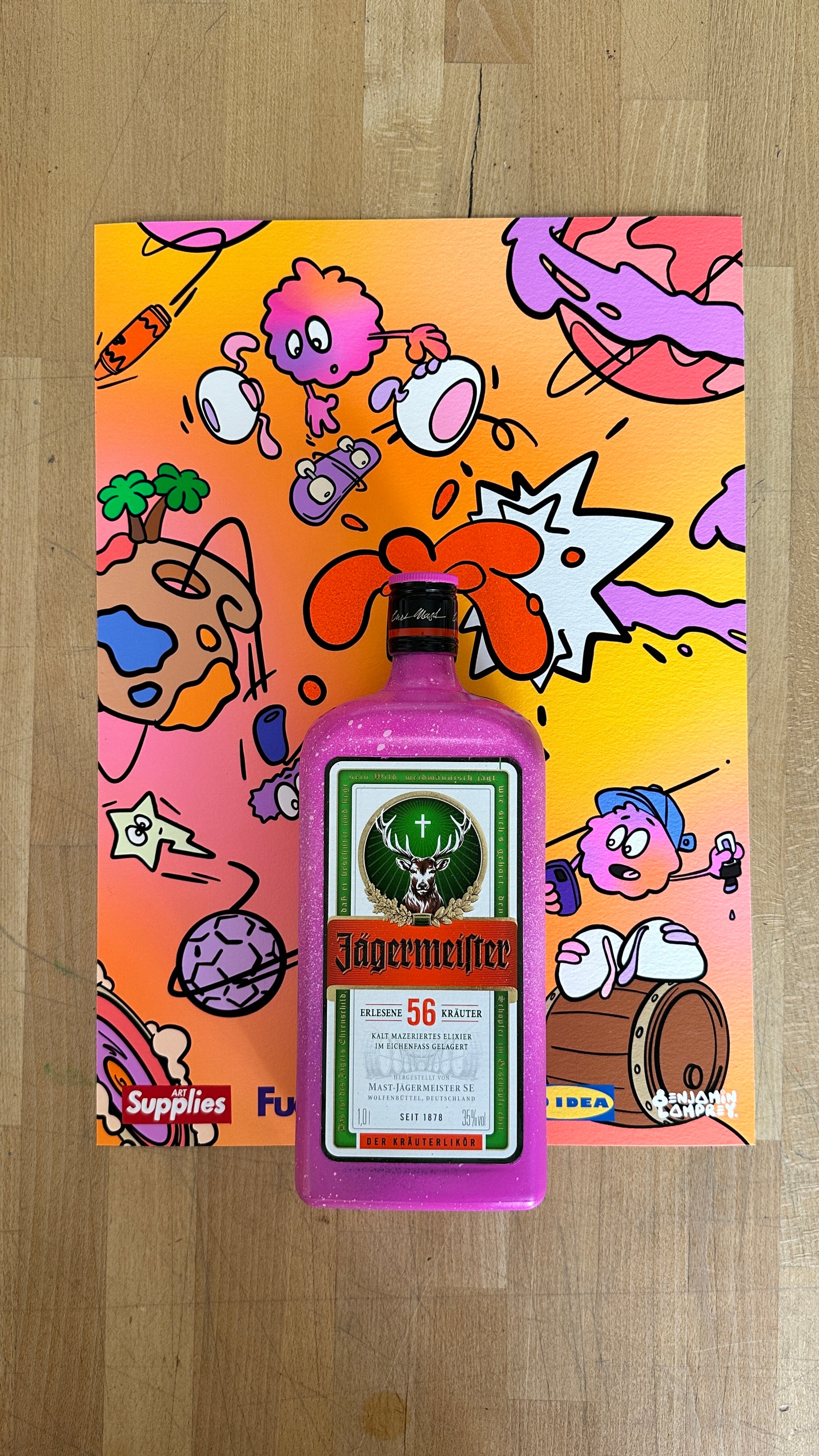 8enjamin x Jagermeister Bottle and A3 Screen Print