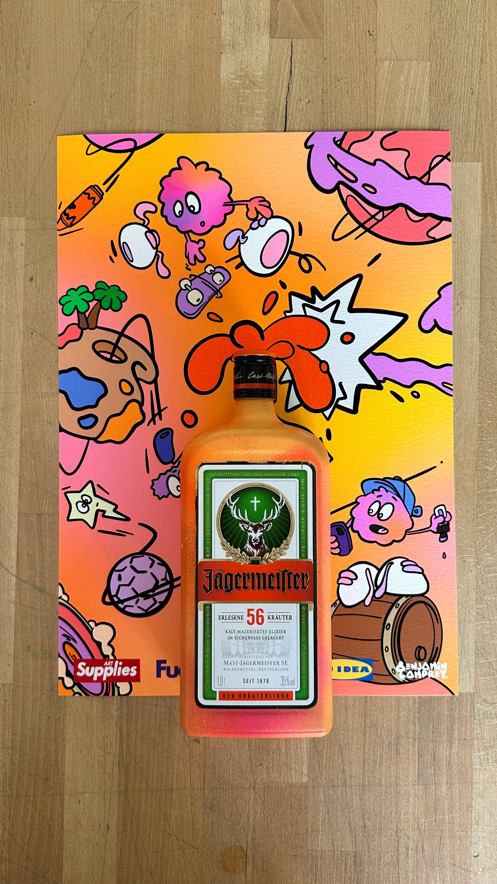 8enjamin x Jagermeister Bottle and A3 Screen Print