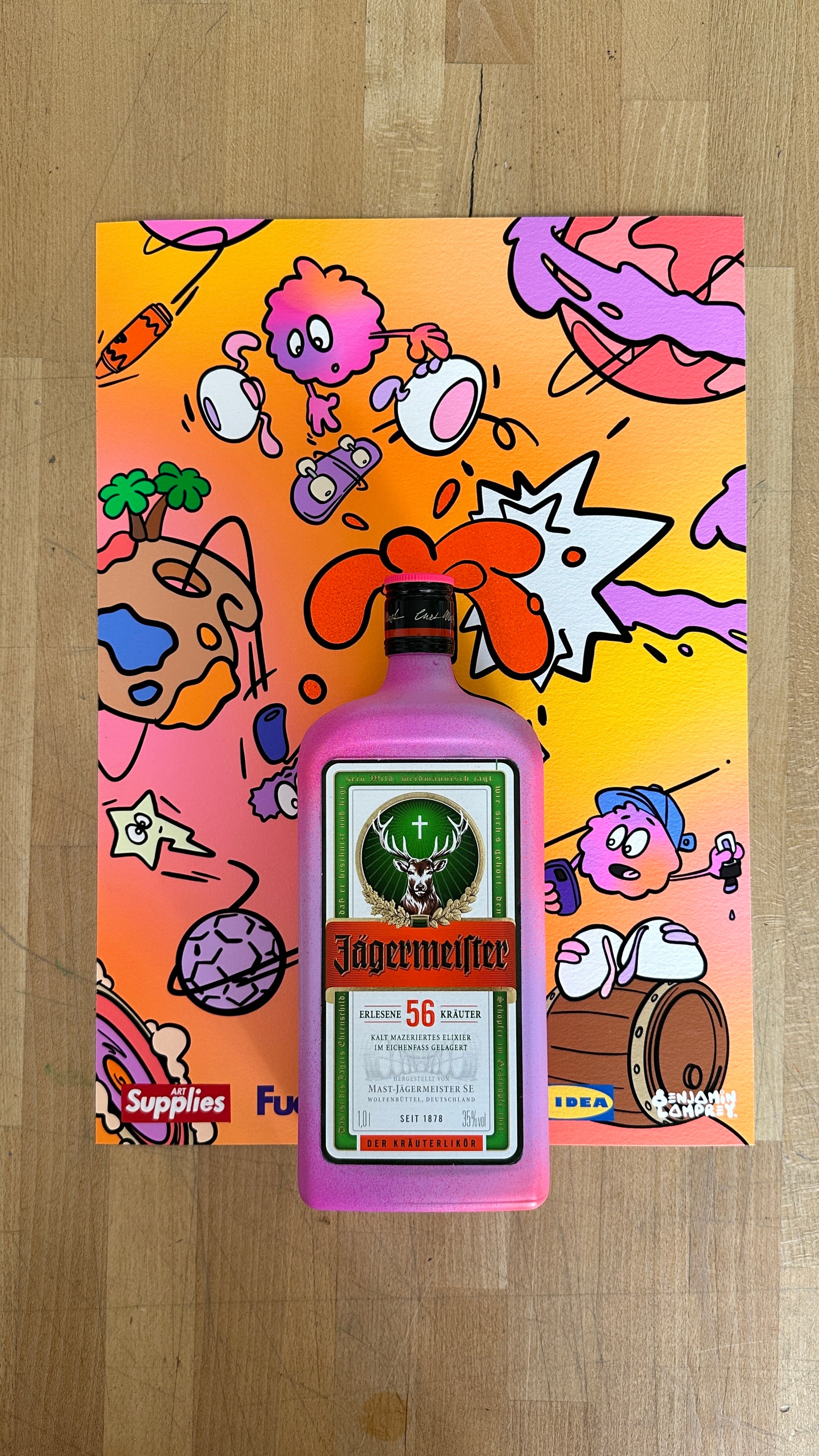 8enjamin x Jagermeister Bottle and A3 Screen Print