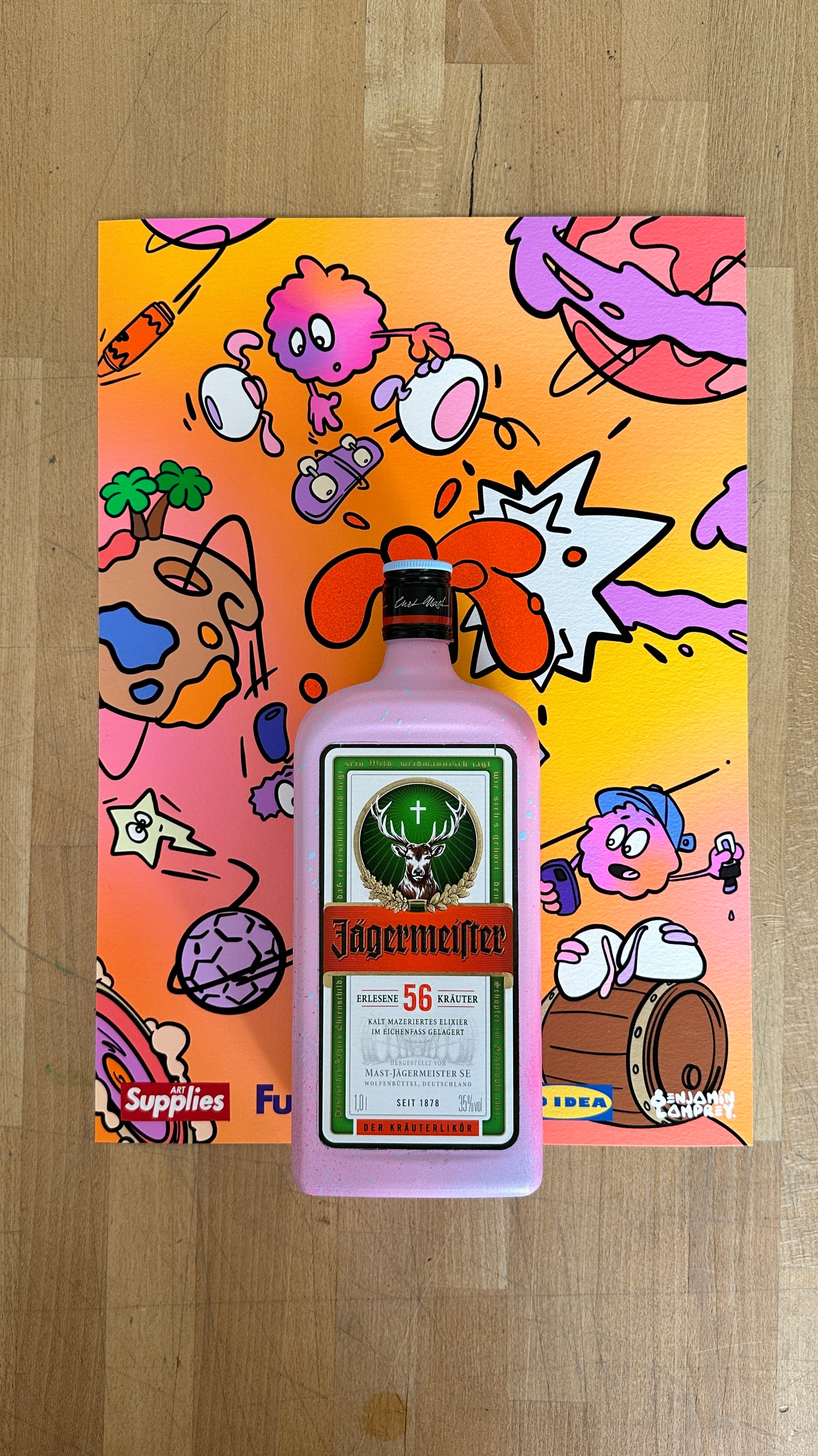 8enjamin x Jagermeister Bottle and A3 Screen Print