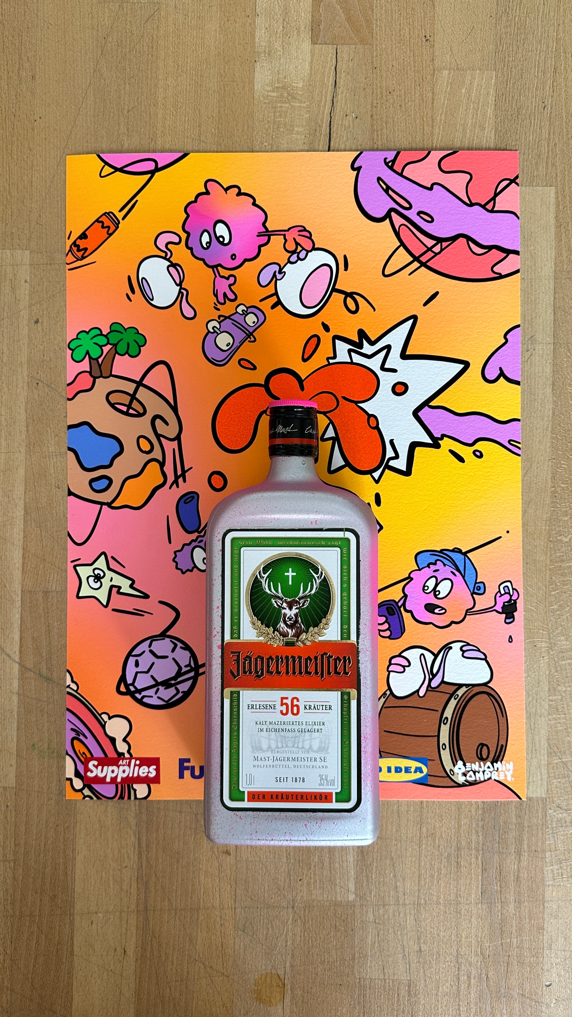 8enjamin x Jagermeister Bottle and A3 Screen Print